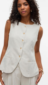 VERO MODA VMMIKELA long waistcoat in birch melange as sample - Image 5
