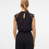 VERO MODA VMMILLA lace tee in pumice stone - Image 2