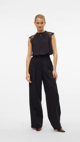 VERO MODA VMMILLA lace tee in pumice stone - Image 4