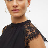 VERO MODA VMMILLA lace tee in pumice stone - Image 6