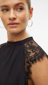 VERO MODA VMMILLA lace tee in pumice stone - Image 6