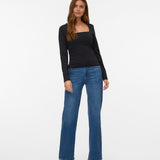 VERO MODA VMMILLION square neck top in black - Image 1
