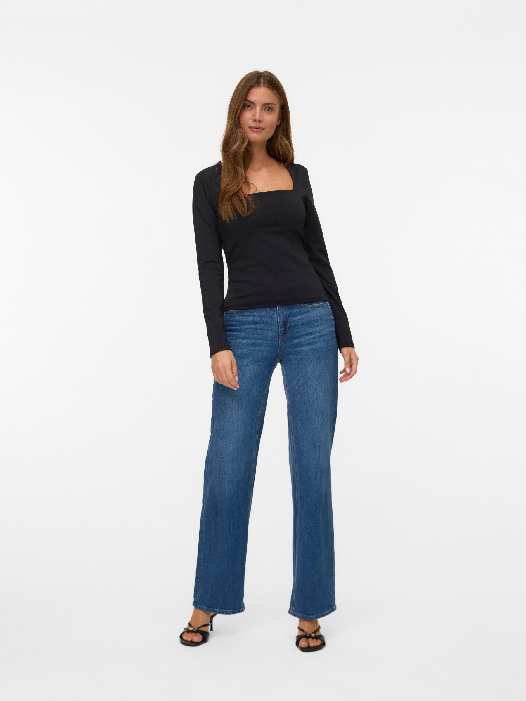 VERO MODA VMMILLION square neck top in black - Image 1