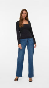 VERO MODA VMMILLION square neck top in black - Image 1