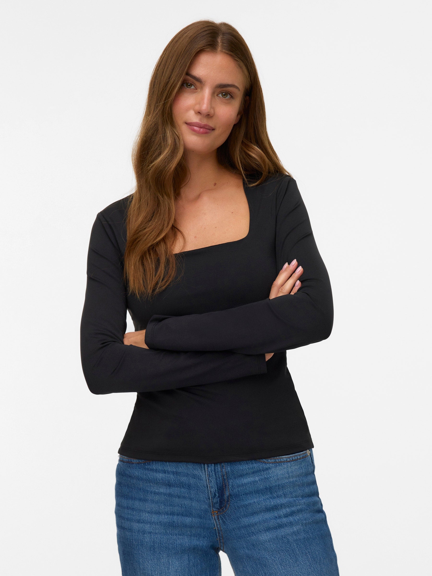 VERO MODA VMMILLION square neck top in black - Image 4