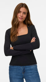 VERO MODA VMMILLION square neck top in black - Image 4