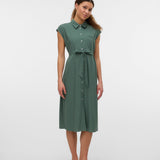 VERO MODA VMMYMILO calf shirt dress in laurel wreath - Image 1