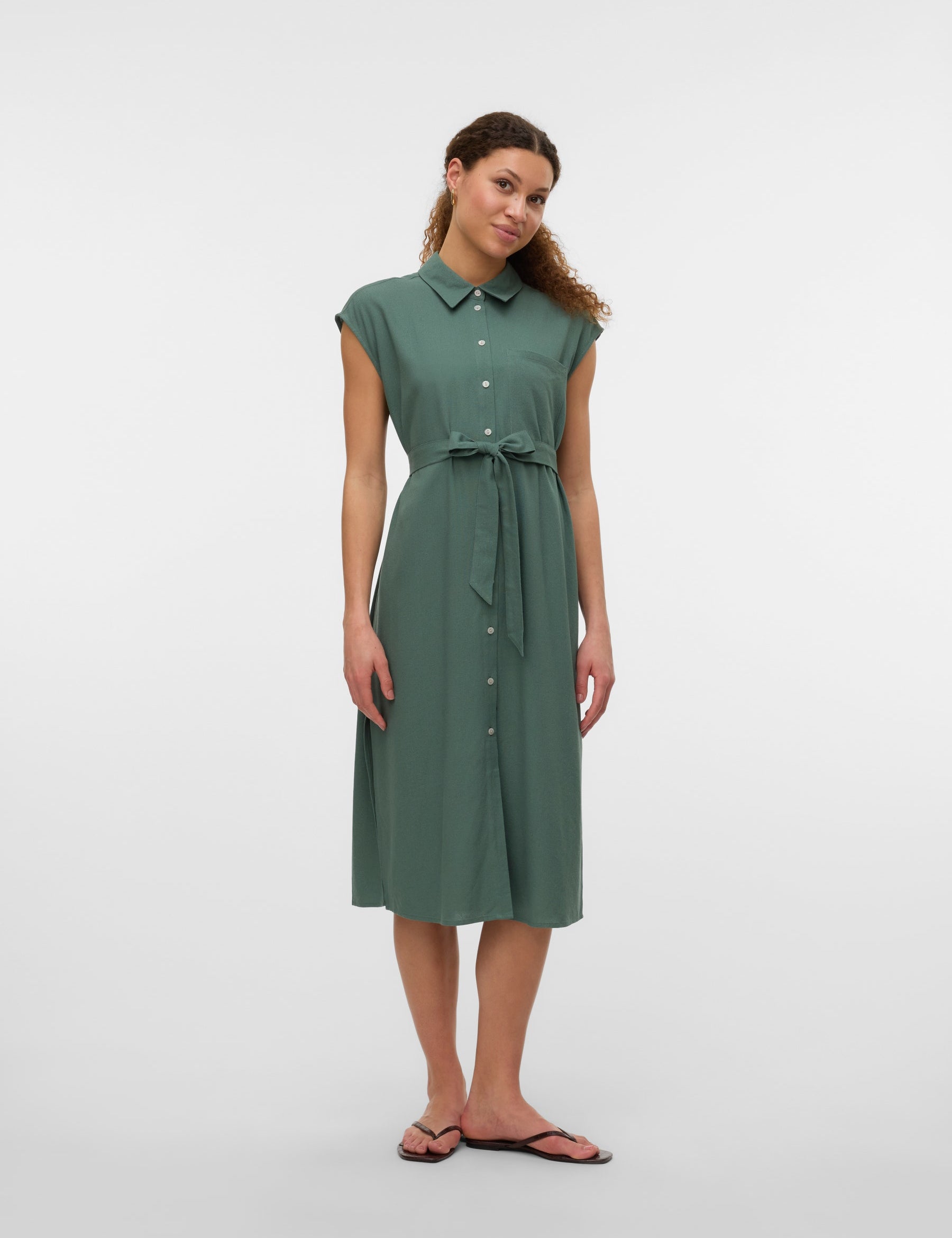 VERO MODA VMMYMILO calf shirt dress in laurel wreath - Image 1