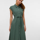 VERO MODA VMMYMILO calf shirt dress in laurel wreath - Image 4