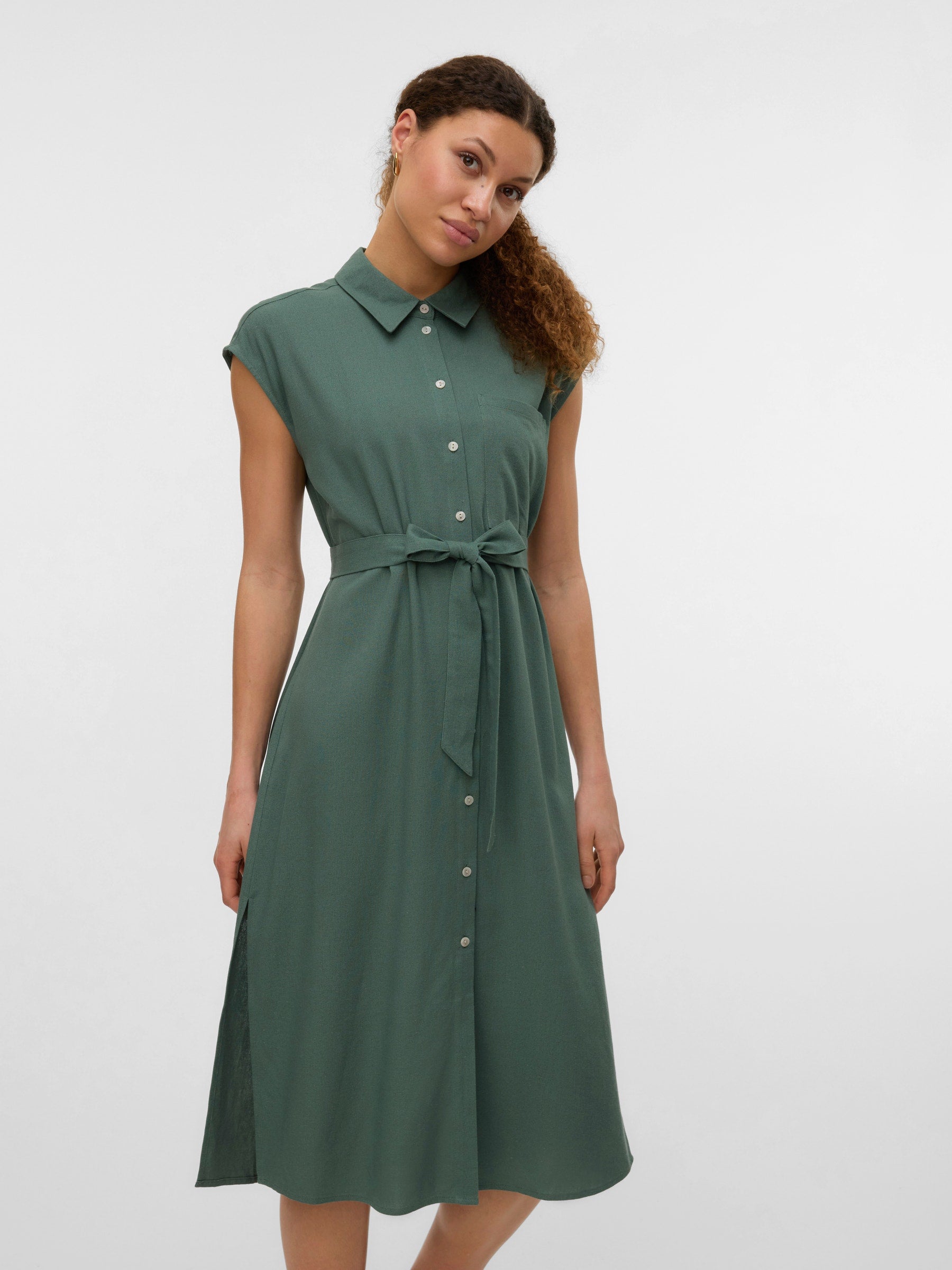 VERO MODA VMMYMILO calf shirt dress in laurel wreath - Image 4