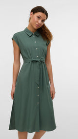 VERO MODA VMMYMILO calf shirt dress in laurel wreath - Image 4