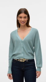 VERO MODA VMNEWLEXSUN short v-neck car in gray mist - Image 1