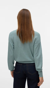 VERO MODA VMNEWLEXSUN short v-neck car in gray mist - Image 2