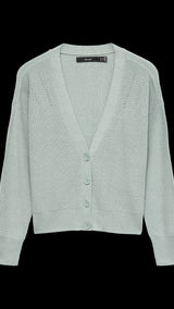 VERO MODA VMNEWLEXSUN short v-neck car in gray mist - Image 3