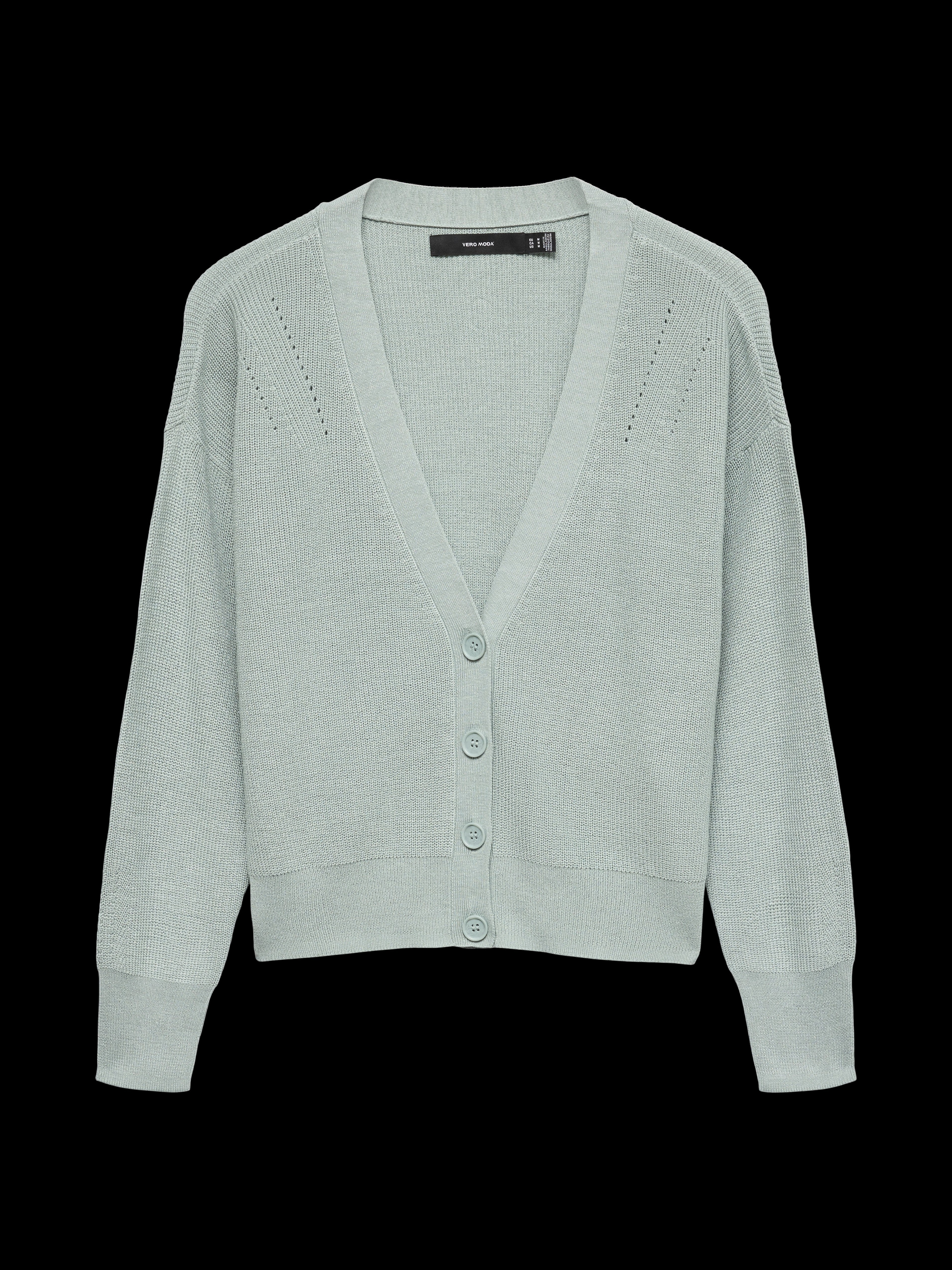 VERO MODA VMNEWLEXSUN short v-neck car in gray mist - Image 3