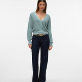 VERO MODA VMNEWLEXSUN short v-neck car in gray mist - Image 4