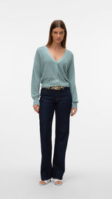 VERO MODA VMNEWLEXSUN short v-neck car in gray mist - Image 4