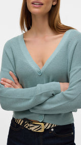 VERO MODA VMNEWLEXSUN short v-neck car in gray mist - Image 5
