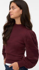 VERO MODA VMNEWLIMONE highneck pullover boo in winetasting - Image 4
