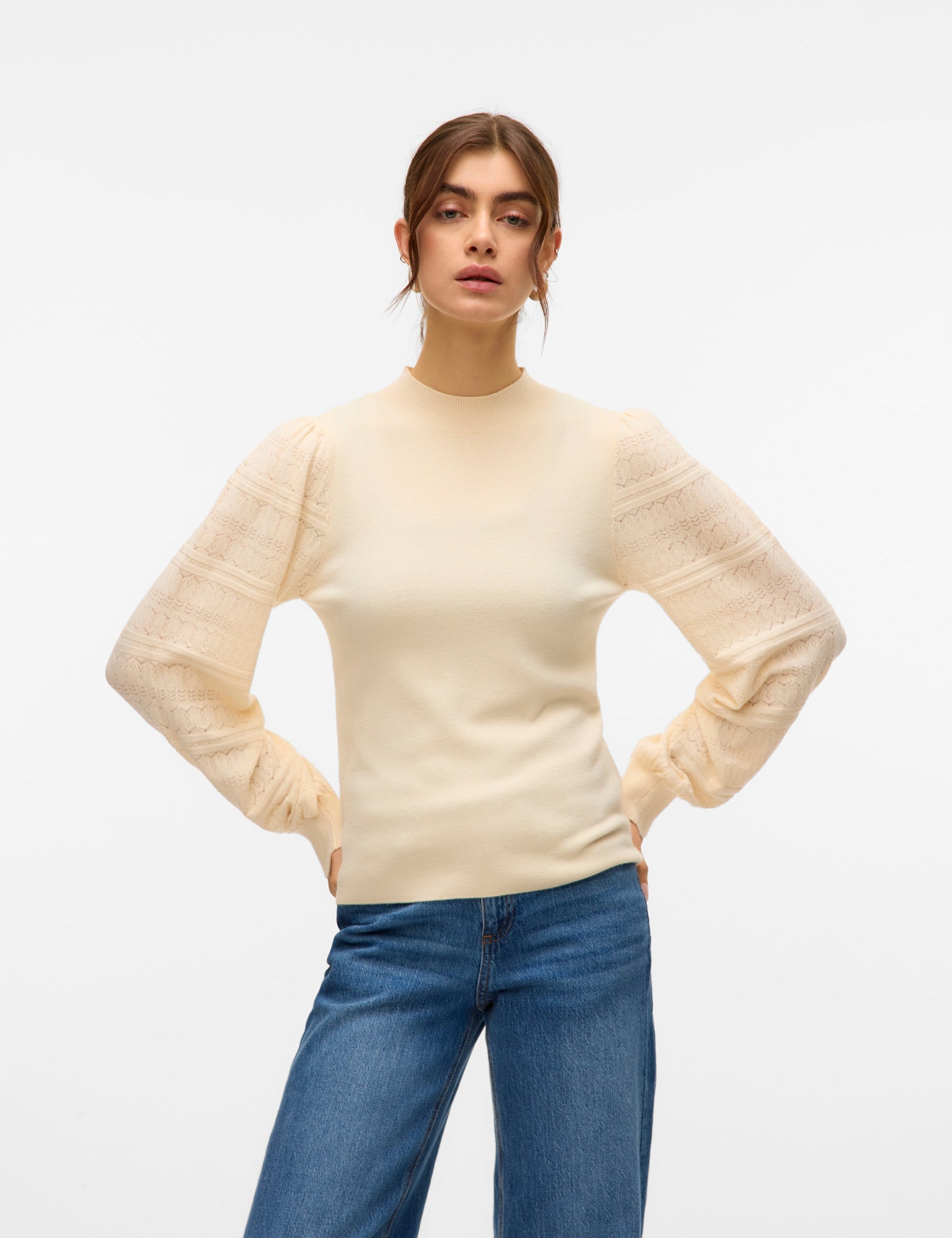 VERO MODA VMNEWLIMONE highneck pullover boo in birch - Image 1