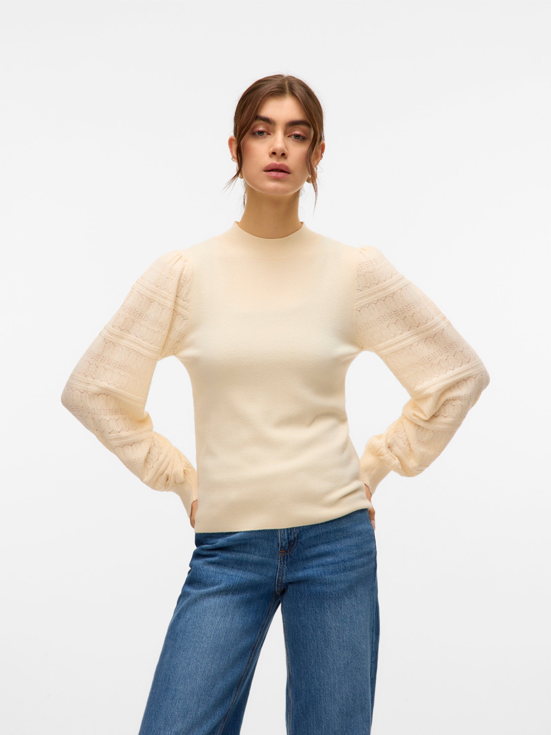VERO MODA VMNEWLIMONE highneck pullover boo in birch - Image 1