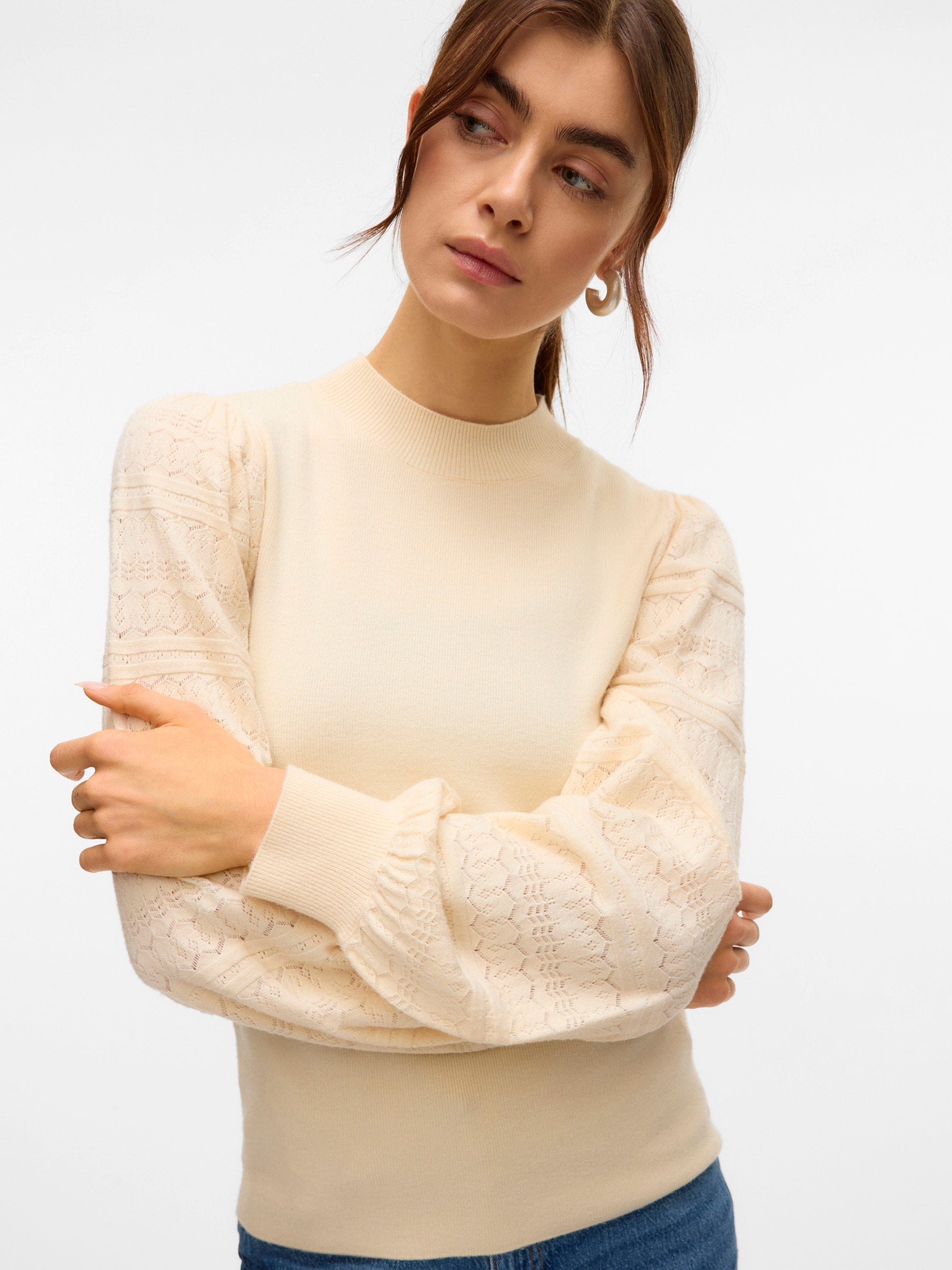 VERO MODA VMNEWLIMONE highneck pullover boo in birch - Image 5