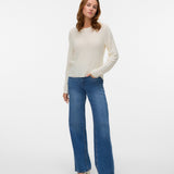 VERO MODA VMNUEVOCHARITY o-neck pull boo in birch w. black - Image 1
