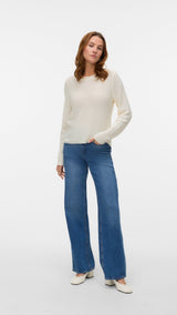 VERO MODA VMNUEVOCHARITY o-neck pull boo in birch w. black - Image 1