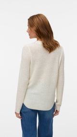 VERO MODA VMNUEVOCHARITY o-neck pull boo in birch w. black - Image 2