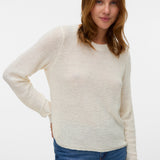 VERO MODA VMNUEVOCHARITY o-neck pull boo in birch w. black - Image 4