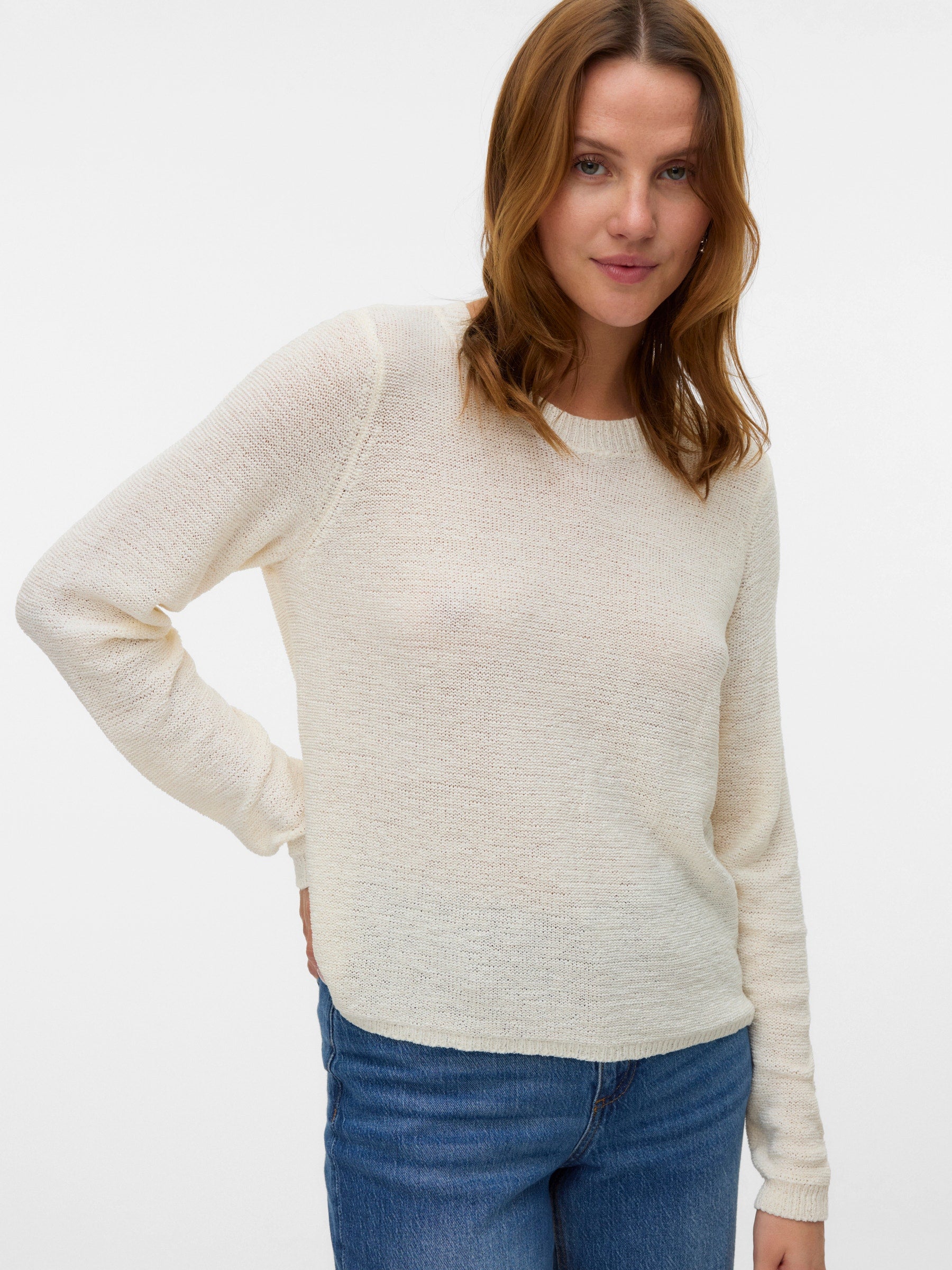 VERO MODA VMNUEVOCHARITY o-neck pull boo in birch w. black - Image 4