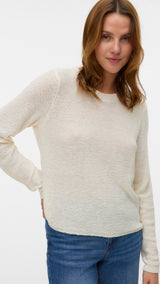 VERO MODA VMNUEVOCHARITY o-neck pull boo in birch w. black - Image 4