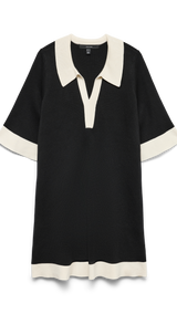 VERO MODA VMOLI 7/8 v-neck dress in black w. birch - Image 3