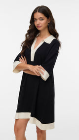 VERO MODA VMOLI 7/8 v-neck dress in black w. birch - Image 4