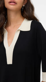 VERO MODA VMOLI 7/8 v-neck dress in black w. birch - Image 5
