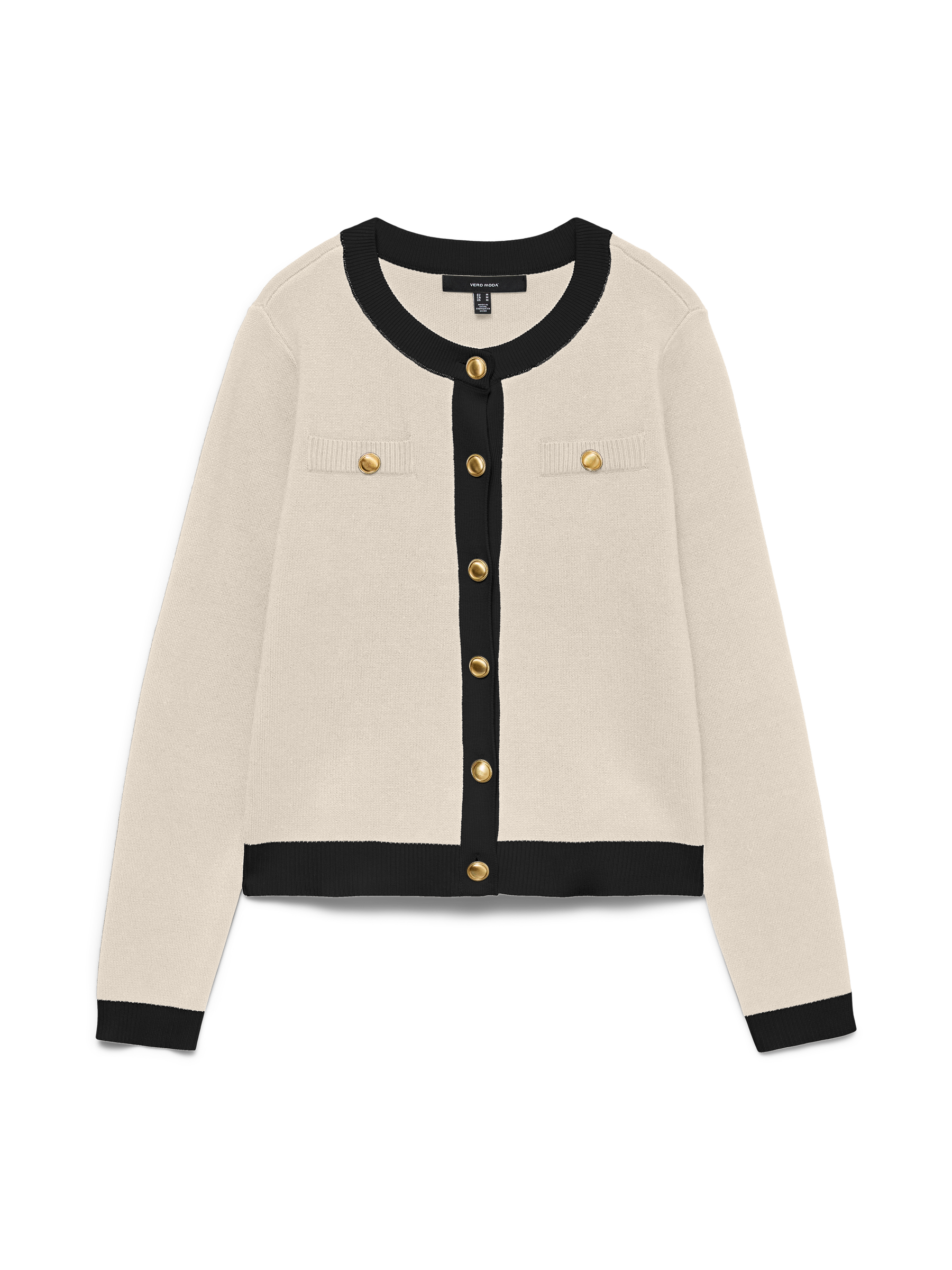 VERO MODA VMOLI o-neck cardigan in birch w. black - Image 3
