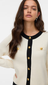 VERO MODA VMOLI o-neck cardigan in birch w. black - Image 4