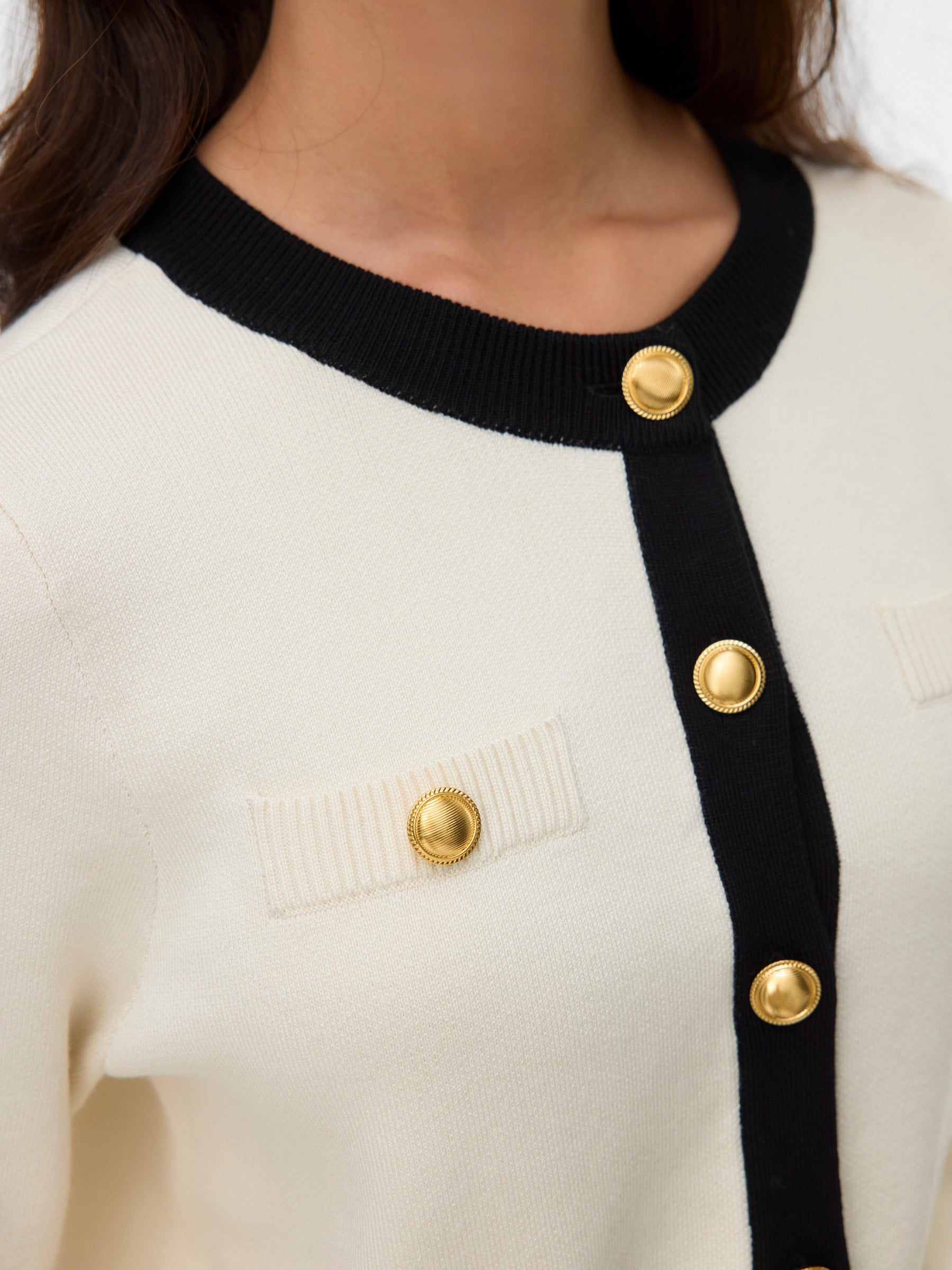 VERO MODA VMOLI o-neck cardigan in birch w. black - Image 5