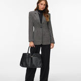 VERO MODA VMPERLE fitted bow blazer in black salt and pepper - Image 1