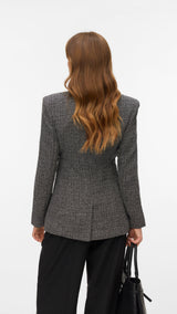 VERO MODA VMPERLE fitted bow blazer in black salt and pepper - Image 2
