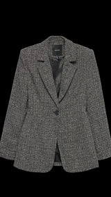 VERO MODA VMPERLE fitted bow blazer in black salt and pepper - Image 3