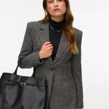VERO MODA VMPERLE fitted bow blazer in black salt and pepper - Image 4