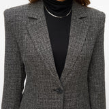 VERO MODA VMPERLE fitted bow blazer in black salt and pepper - Image 5