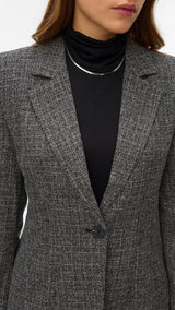 VERO MODA VMPERLE fitted bow blazer in black salt and pepper - Image 5