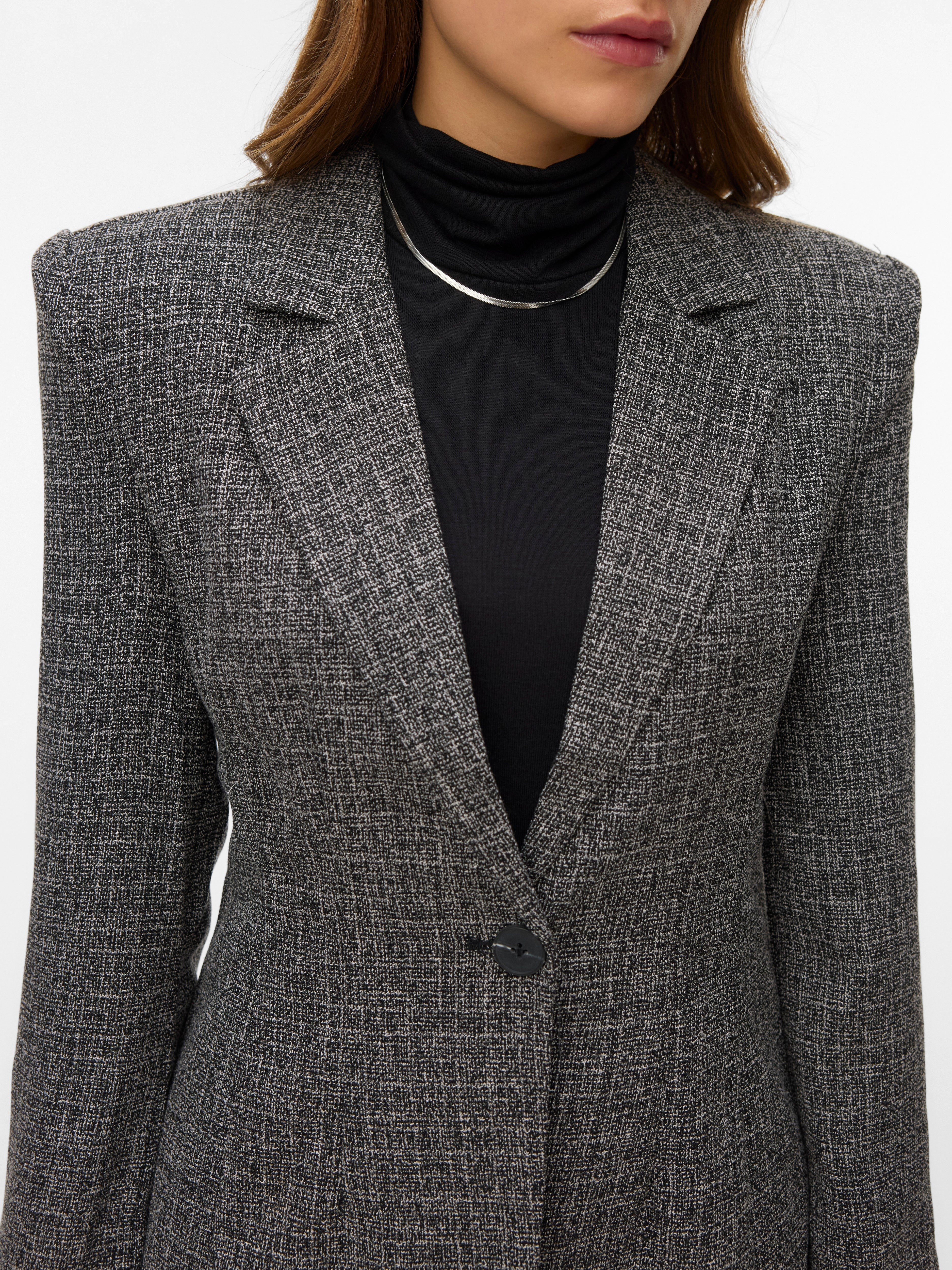 VERO MODA VMPERLE fitted bow blazer in black salt and pepper - Image 5