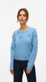 VERO MODA VMROSE o-neck pullover boo in birch melange - Image 1