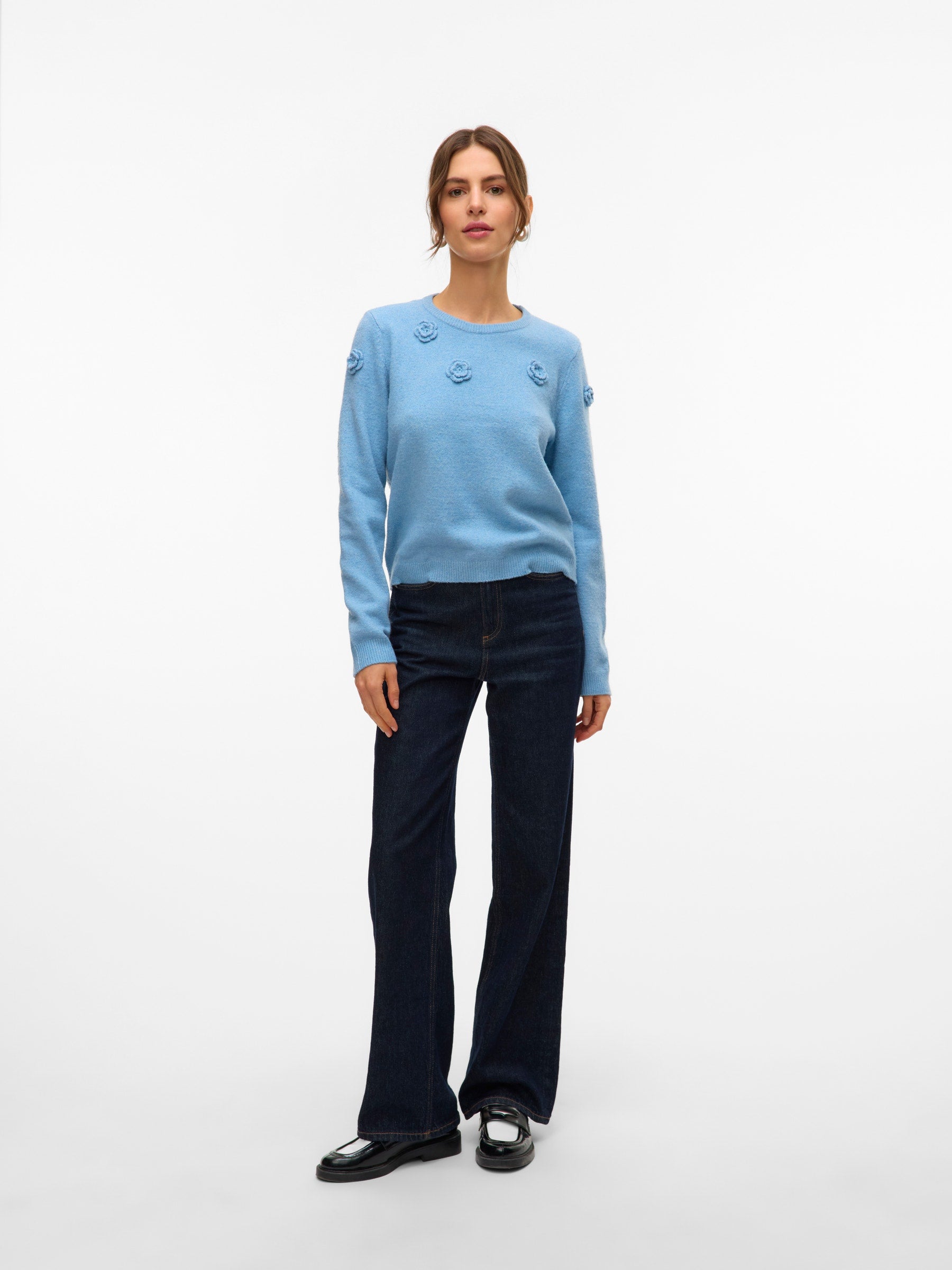 VERO MODA VMROSE o-neck pullover boo in birch melange - Image 4