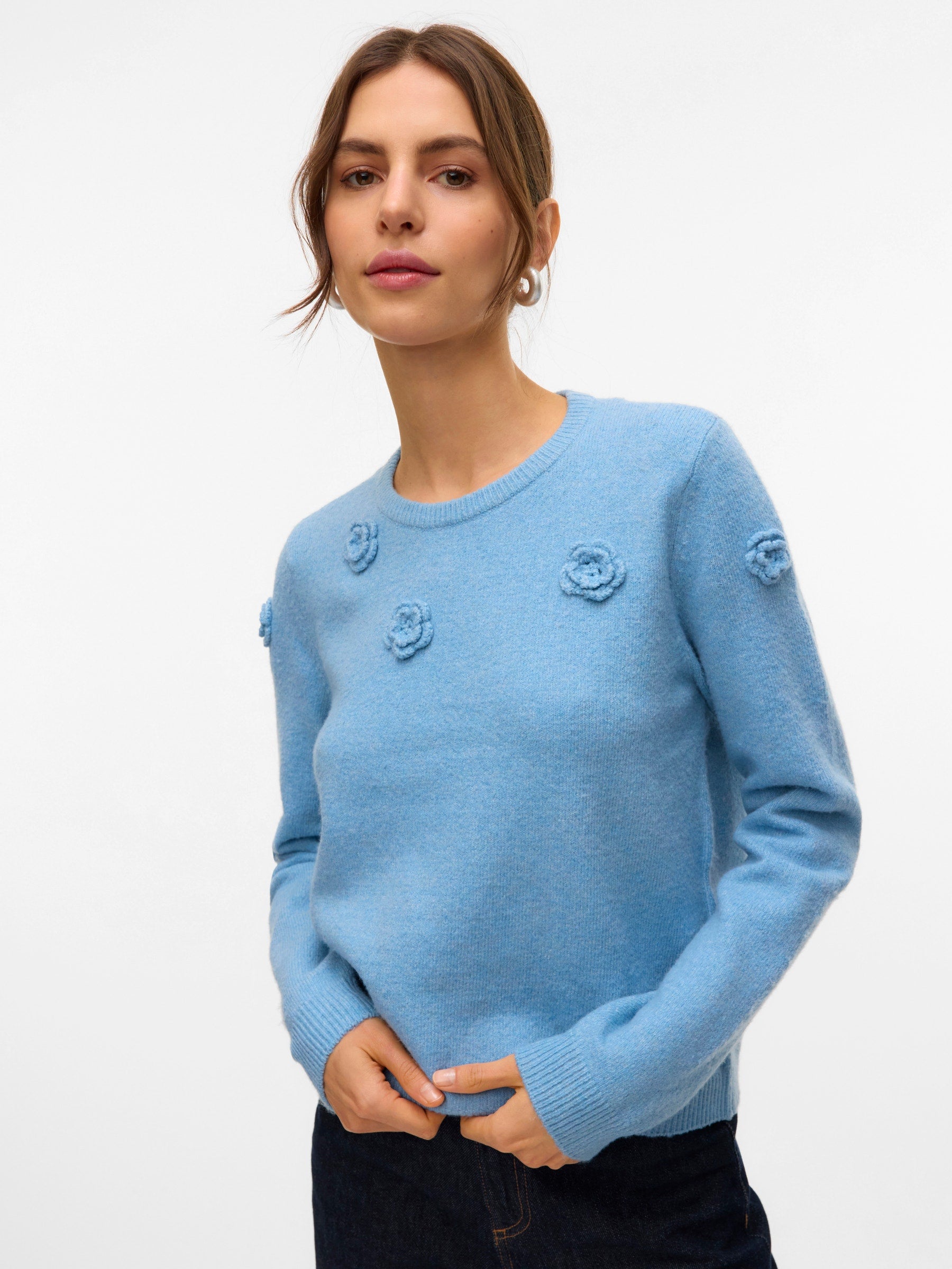 VERO MODA VMROSE o-neck pullover boo in birch melange - Image 5