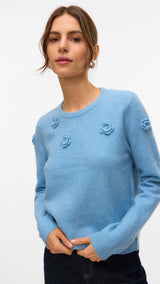 VERO MODA VMROSE o-neck pullover boo in birch melange - Image 5