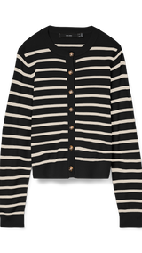 VERO MODA VMSABA plain o-neck cardigan in black - Image 3